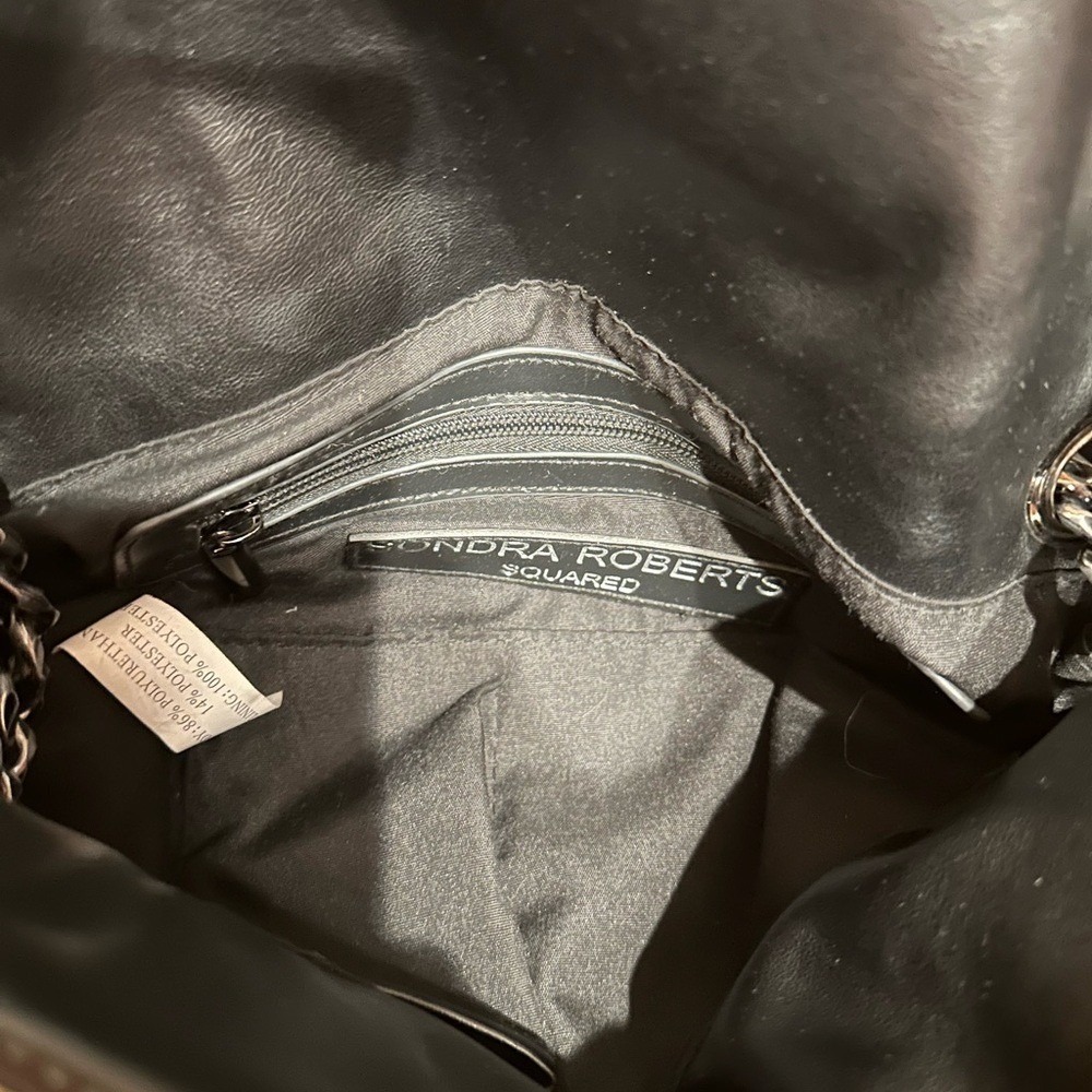 Sondra Roberts Black Quilted Shoulder Bag with Chain Straps - Picture 5 of 5